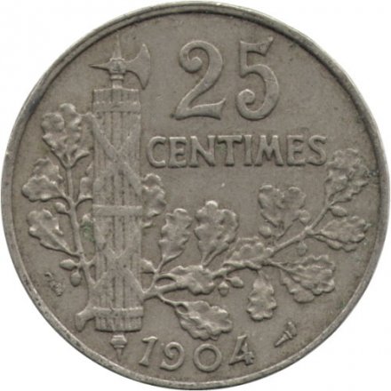 Франция 25 сантимов 1904 год