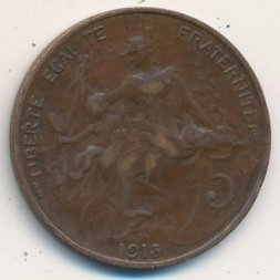 Франция 5 сантимов 1915 год