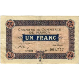 Франция (Нанси) 1 франк 1921 год - F-VF