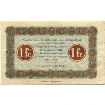 Франция (Нанси) 1 франк 1921 год - F-VF