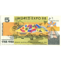 Австралия 5 экспо долларов 1988 год - UNC