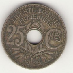 Франция 25 сантимов 1928 год