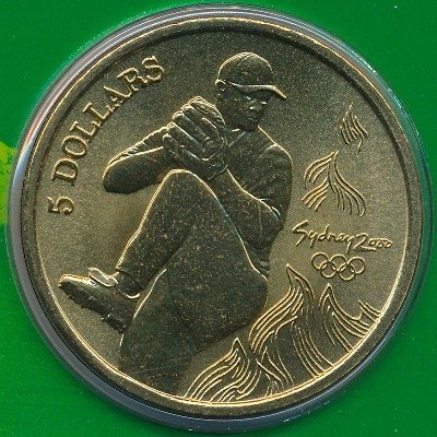 Австралия 5 долларов 2000 год - Олимпийские игры в Сиднее. Бейсбол