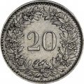 Швейцария 20 раппенов 1955 год