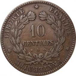 Франция 10 сантимов 1870 год