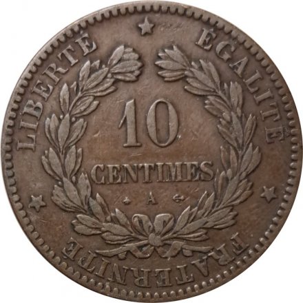 Франция 10 сантимов 1870 год