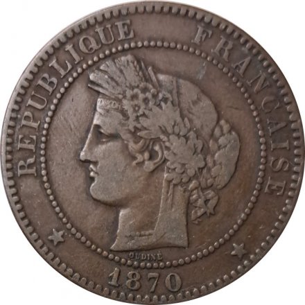 Франция 10 сантимов 1870 год
