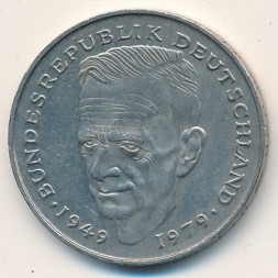 Монета ФРГ 2 марки 1992 год - Курт Эрнст Карл Шумахер (A)