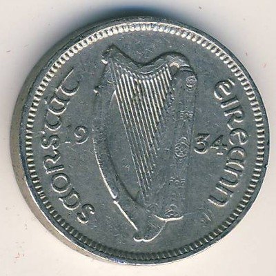 Ирландия 3 пенса 1934 год