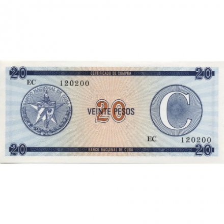 Куба 20 песо (валютный сертификат) 1985 год (C) - UNC
