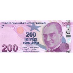 Турция 200 лир 2009 (2022) год - Президент Мустафа Кемаль Ататюрк. Юнус Эмре UNC