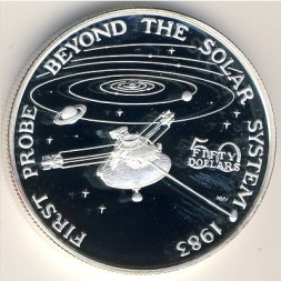 Монета Маршалловы острова 50 долларов 1989 год - Запуск первого зонда за пределы солнечной системы