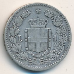 Италия 1 лира 1884 год
