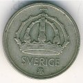 Швеция 25 эре 1947 год (серебро, &quot;SVERIGE&quot; на аверсе)