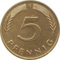 ФРГ 5 пфеннигов 1977 год - G