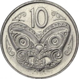Новая Зеландия 10 центов 1988 год - Маска Маори