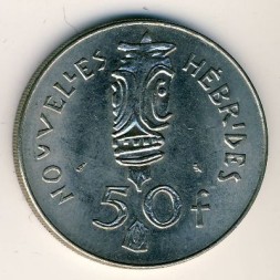 Монета Новые Гебриды 50 франков 1972 год