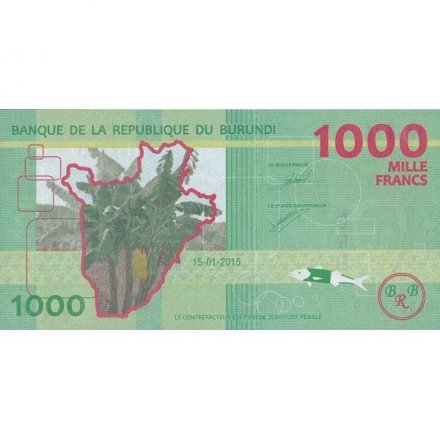 Бурунди 1000 франков 2015 год - Банановое дерево UNC