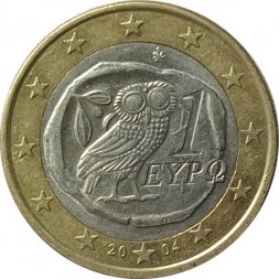 Греция 1 евро 2004 год