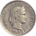 Швейцария 5 раппенов 1948 год