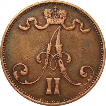 Финляндия 5 пенни 1873 год - XF