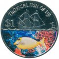 Фиджи 1 доллар 2009 год - Тропические рыбы - Оранжевошипая рыба-носорог