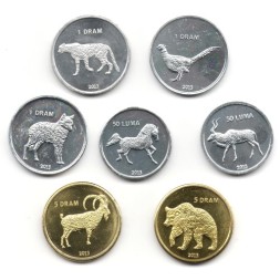 Набор из 7 монет Нагорный Карабах 2013 год - Животные
