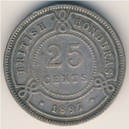 Монета Британский Гондурас 25 центов 1897 год