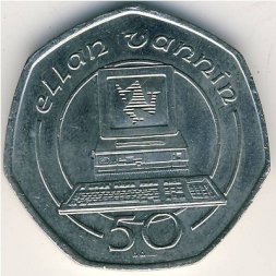 Остров Мэн 50 пенсов 1990 год - Компьютер