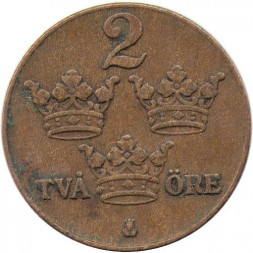 Швеция 2 эре 1937 год - Король Густав V