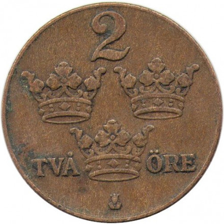 Швеция 2 эре 1937 год - Король Густав V