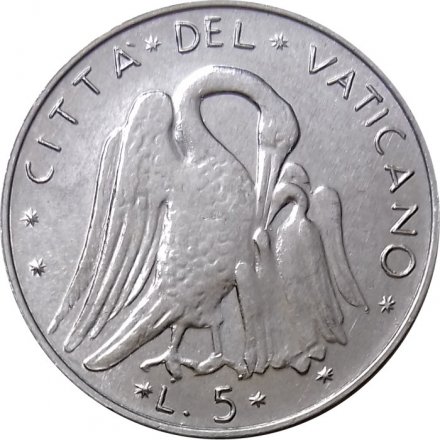 Ватикан 5 лир 1972 год