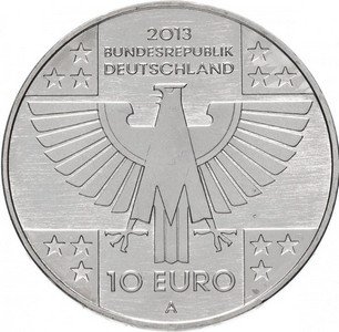 Германия 10 евро 2013 год - 150 лет Красному Кресту
