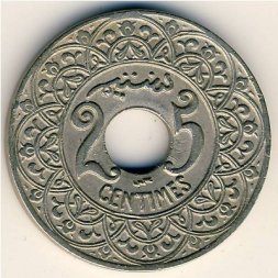 Марокко 25 сантимов 1924 год (отметка «молния»)