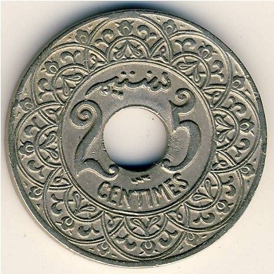 Марокко 25 сантимов 1924 год (отметка «молния»)