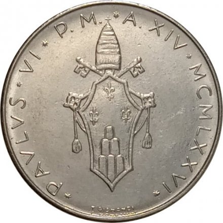Ватикан 100 лир 1976 год - Папа Павел VI. Голубь мира