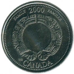 Канада 25 центов 2000 год - Миллениум. Семья