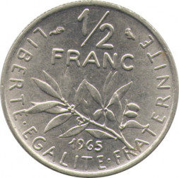 Франция 1/2 франка 1965 год