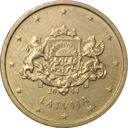 Латвия 10 евроцентов 2014 год