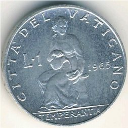 Ватикан 1 лира 1965 год