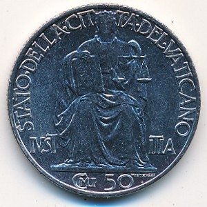 Ватикан 50 чентезимо 1942 год