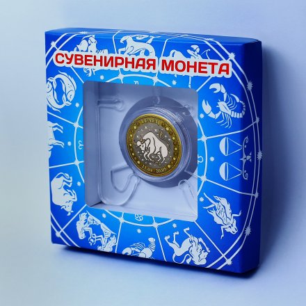 Телец - Гравированная монета 10 рублей (в сувенирной упаковке)