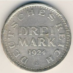 Веймарская республика 3 марки 1924 год