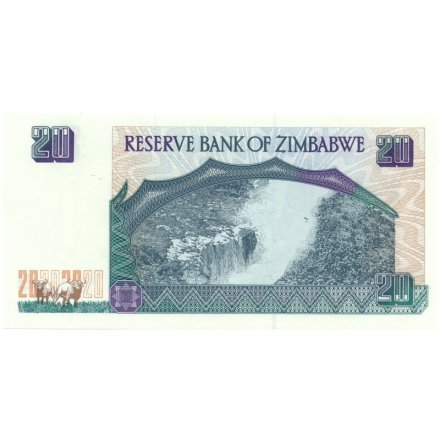 Зимбабве 20 долларов 1997 год - Балансирующие скалы UNC