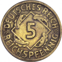 Веймарская республика 5 рейхспфеннигов 1935 год (G)