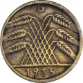 Веймарская республика 5 рейхспфеннигов 1935 год (G)