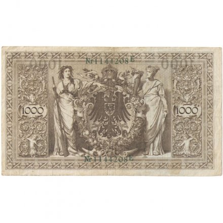 Германия 1000 марок 1910 год (зеленая печать) - F-VF
