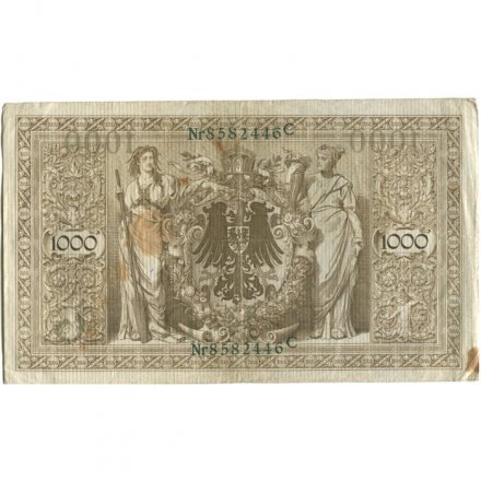 Германия 1000 марок 1910 год (зеленая печать) - F-VF