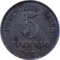 Германия 5 пфеннигов 1921 год (G)