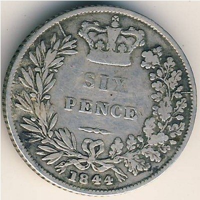 Великобритания 6 пенсов 1844 год
